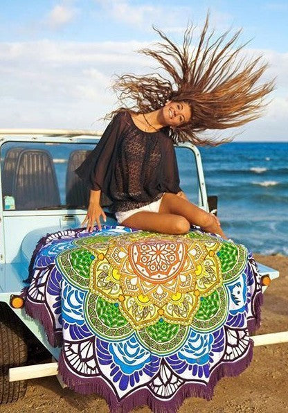 Polygon Printing Tassel Round Yoga Mat