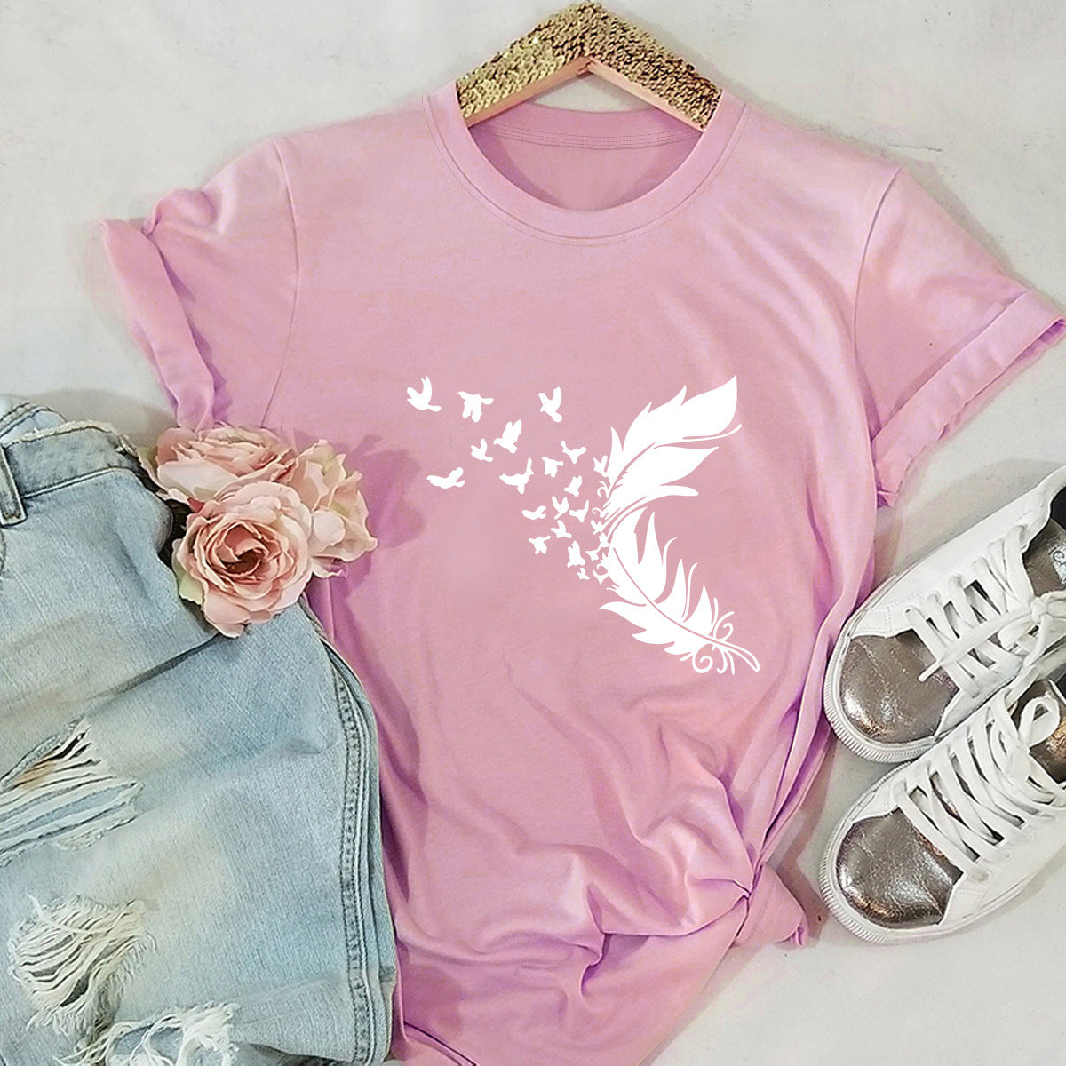 New Feather Print T-Shirt