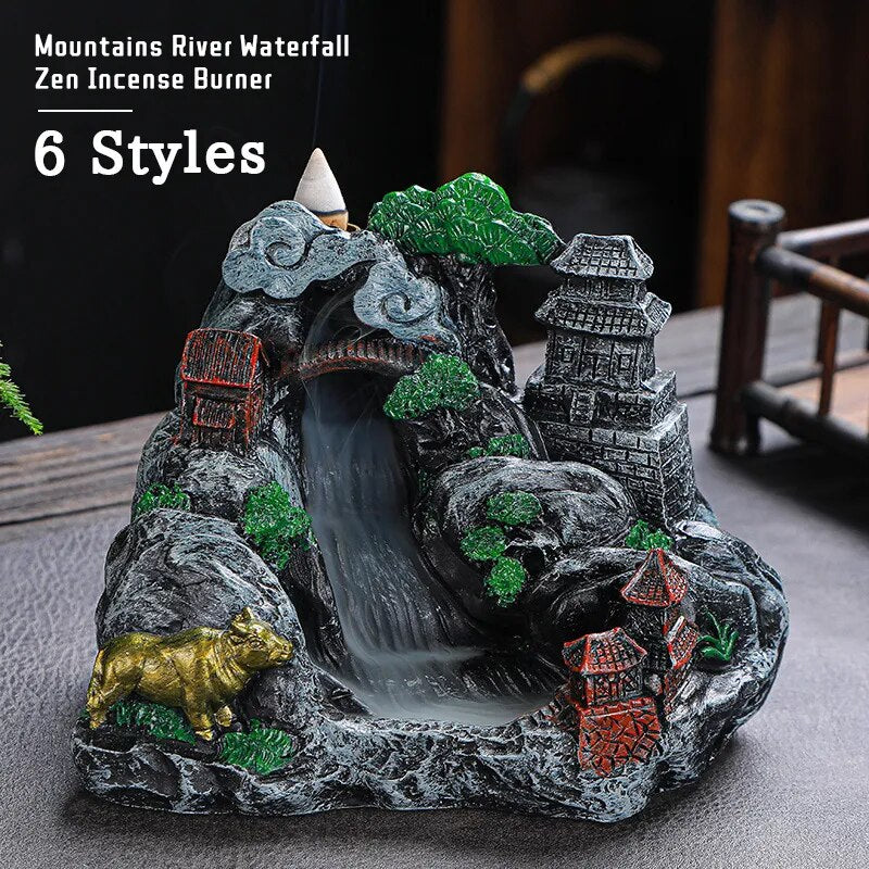 Mountains River Waterfall Backflow Incense Burner