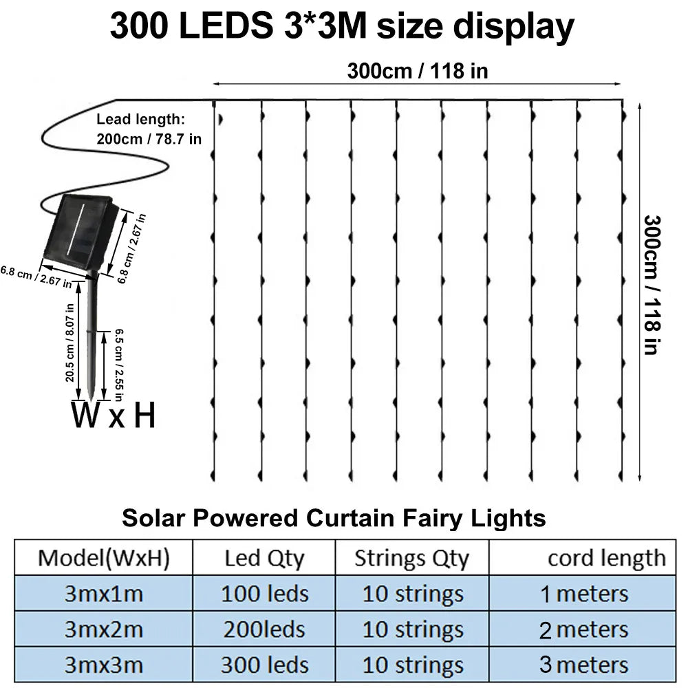 Solar Curtain Light LED Outdoor Waterproof Garland