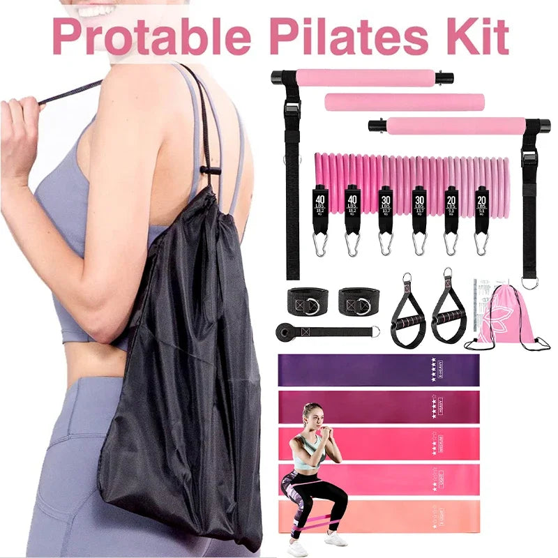 Pilates Bar Kit with Resistance Bands Set