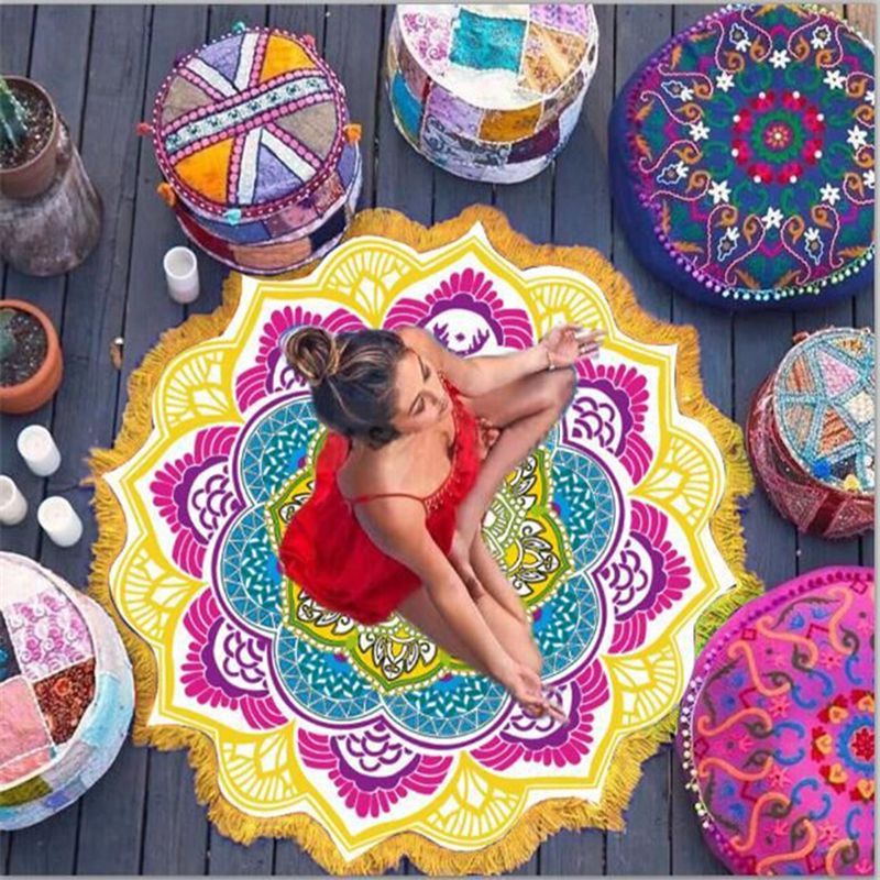 Polygon Printing Tassel Round Yoga Mat