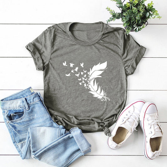 New Feather Print T-Shirt