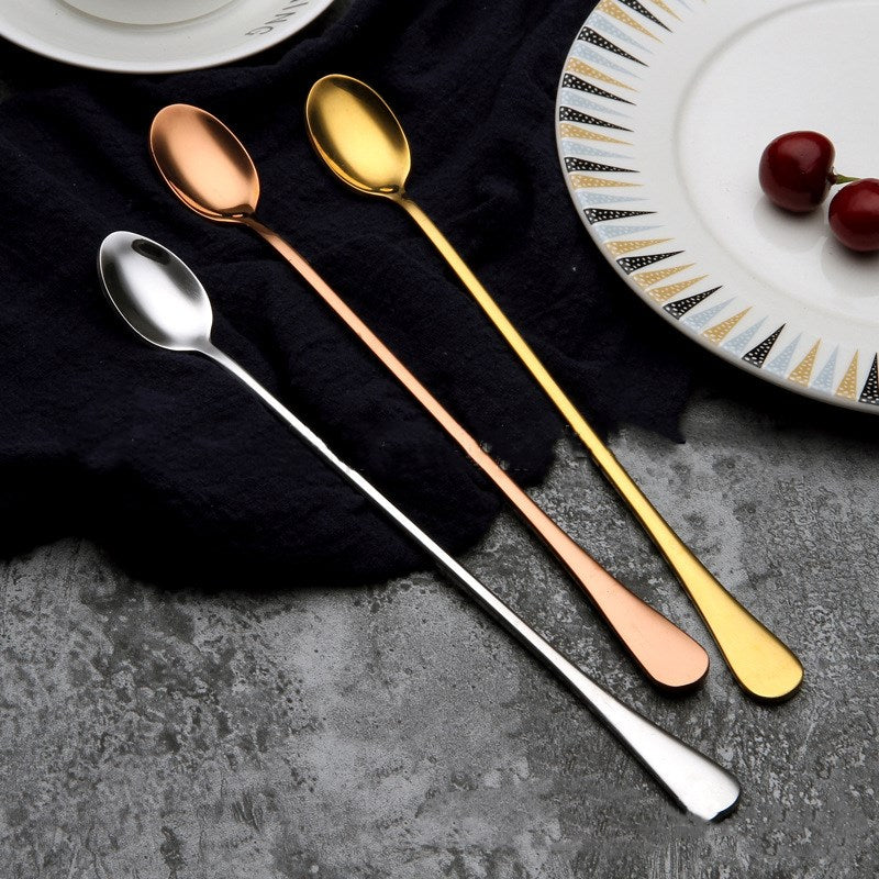 Lengthened gold-plated stirring spoon stirring rod