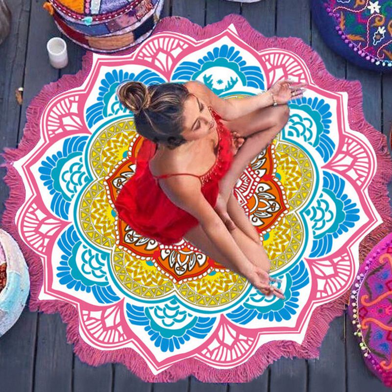 Polygon Printing Tassel Round Yoga Mat