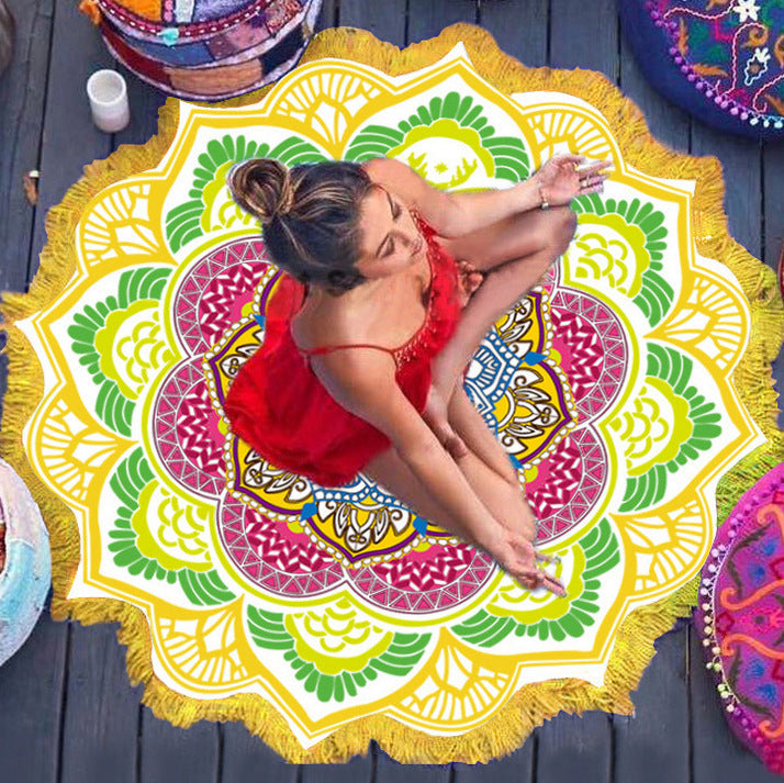Polygon Printing Tassel Round Yoga Mat