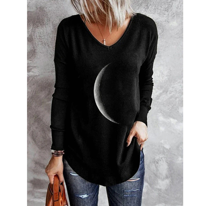 Moon Print Long-sleeved shirt