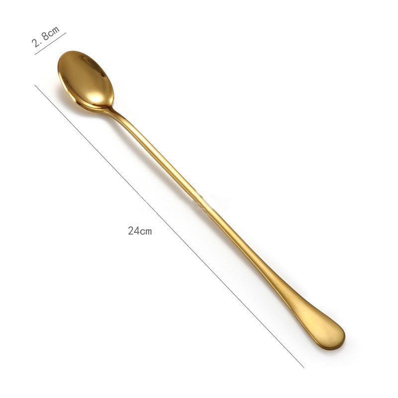 Lengthened gold-plated stirring spoon stirring rod
