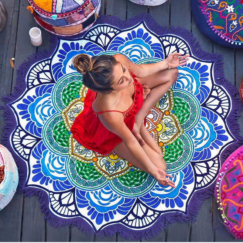Polygon Printing Tassel Round Yoga Mat