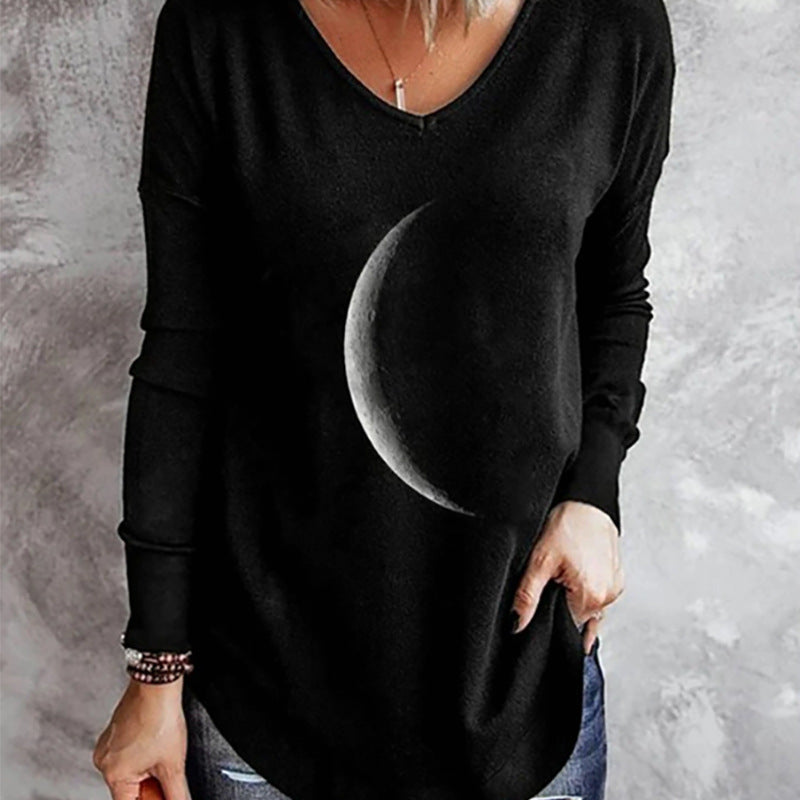 Moon Print Long-sleeved shirt