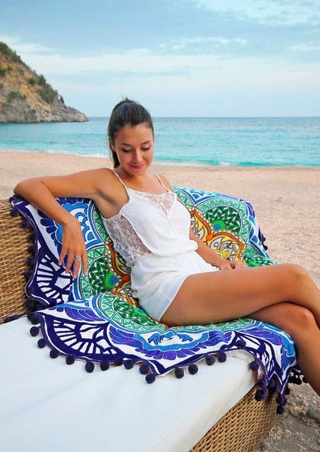 Polygon Printing Tassel Round Yoga Mat