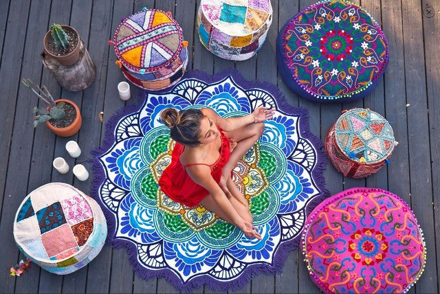 Polygon Printing Tassel Round Yoga Mat