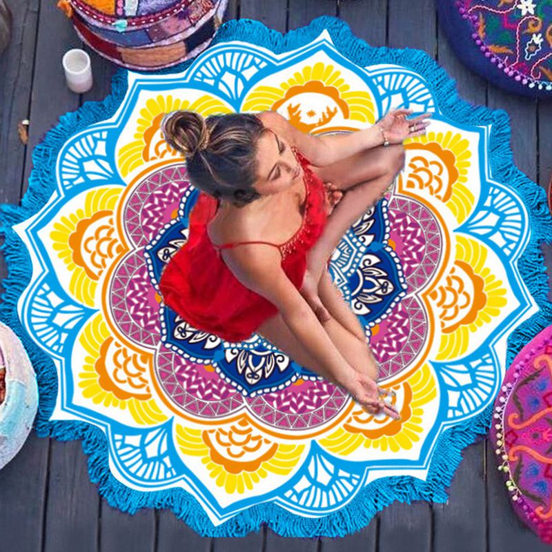 Polygon Printing Tassel Round Yoga Mat