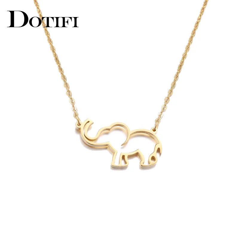 Stainless Steel Necklace Origami Elephant Pendant Necklaces