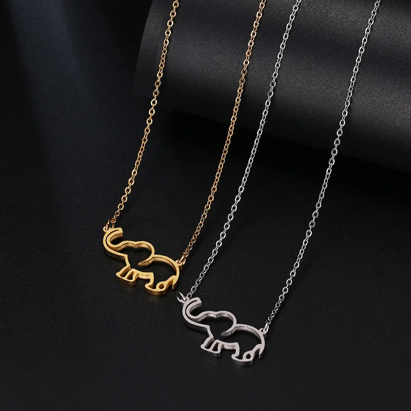 Stainless Steel Necklace Origami Elephant Pendant Necklaces