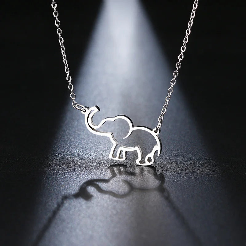 Stainless Steel Necklace Origami Elephant Pendant Necklaces