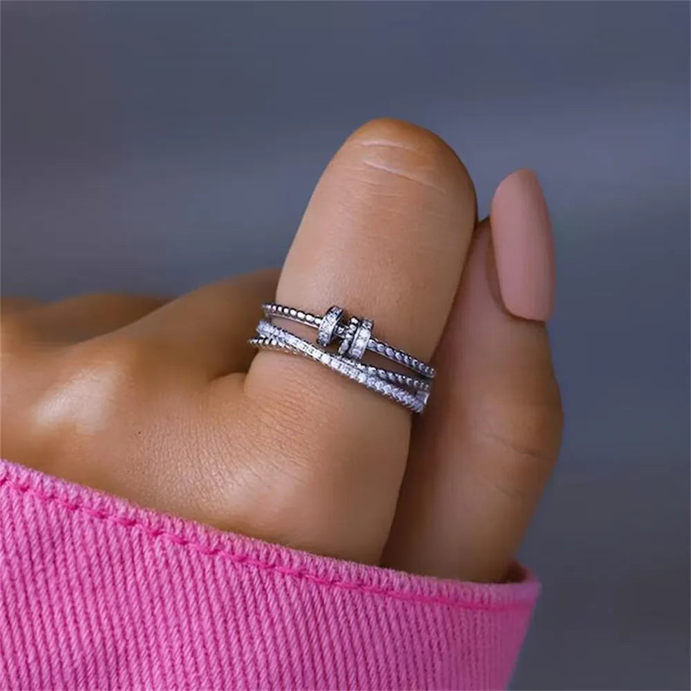 Zircon Beads Cross Fidget Ring