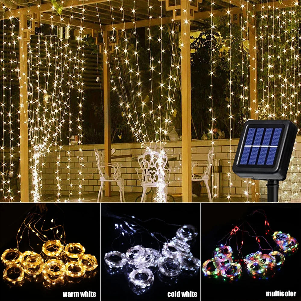 Solar Curtain Light LED Outdoor Waterproof Garland