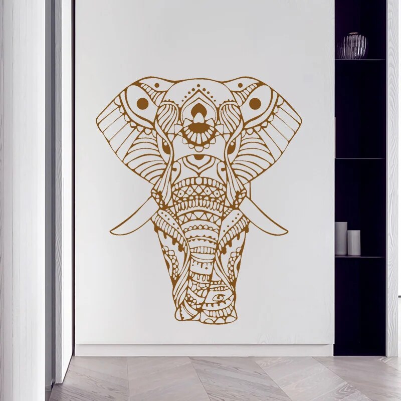 Mandala Yoga Elephant Wall Vinyl Sticker