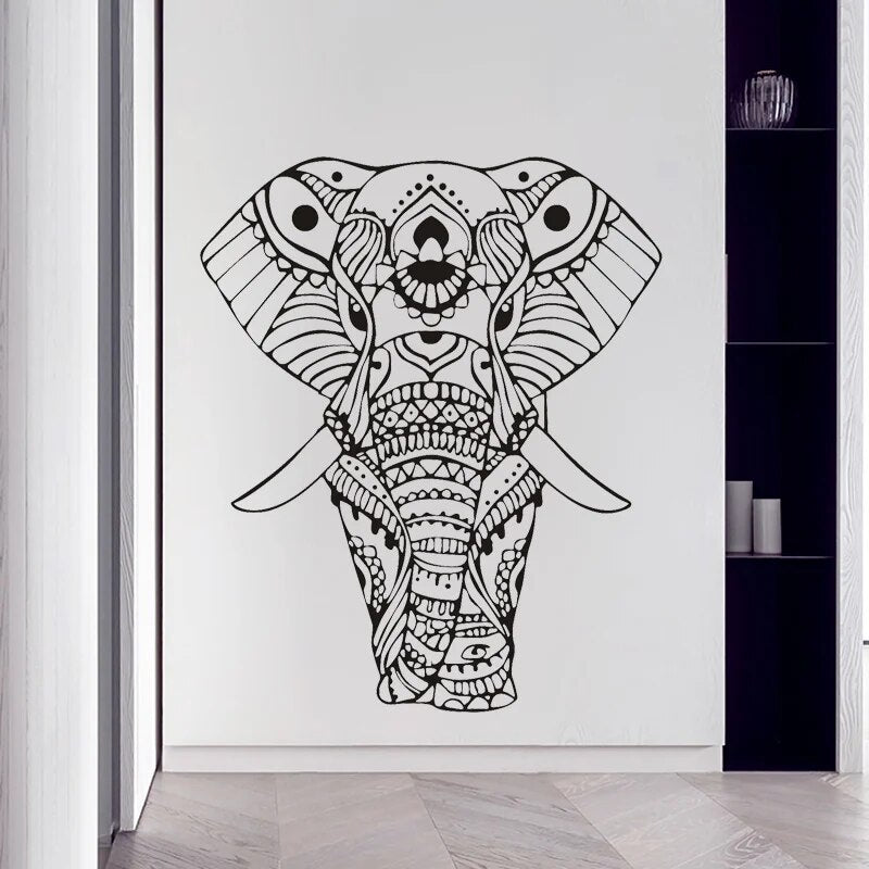 Mandala Yoga Elephant Wall Vinyl Sticker