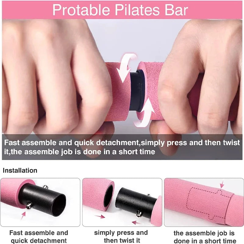 Pilates Bar Kit with Resistance Bands Set