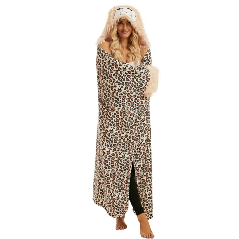 Hooded Blanket Cuddly Blanket with Sleeves and Hood