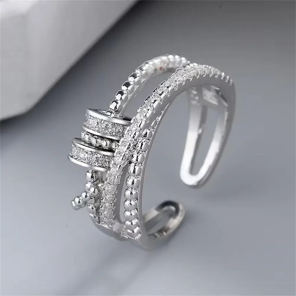 Zircon Beads Cross Fidget Ring