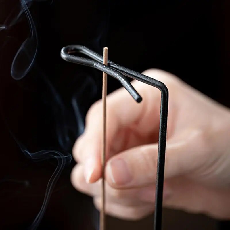 Incense Holder Upside Down Wood With Iron Sticks Burner Stand