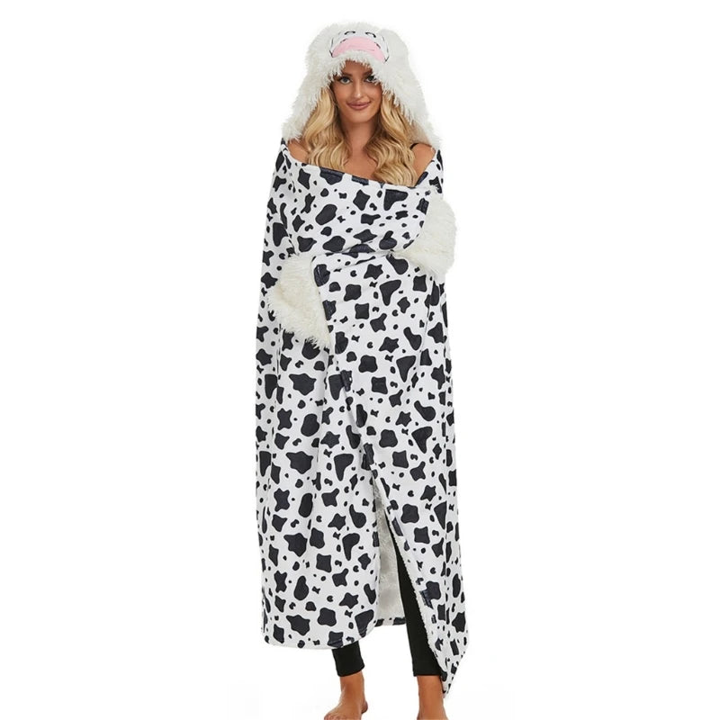 Hooded Blanket Cuddly Blanket with Sleeves and Hood