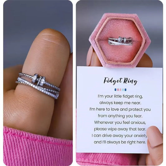 Zircon Beads Cross Fidget Ring