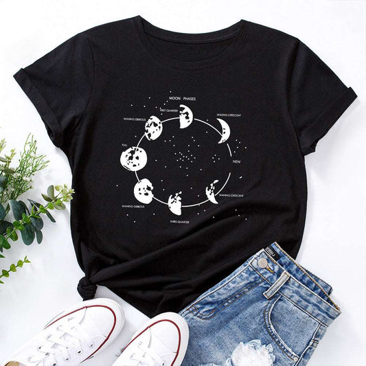 Cosmic Round Neck Short Sleeve T-Shirt Women