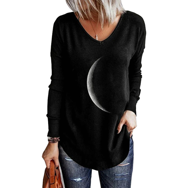 Moon Print Long-sleeved shirt